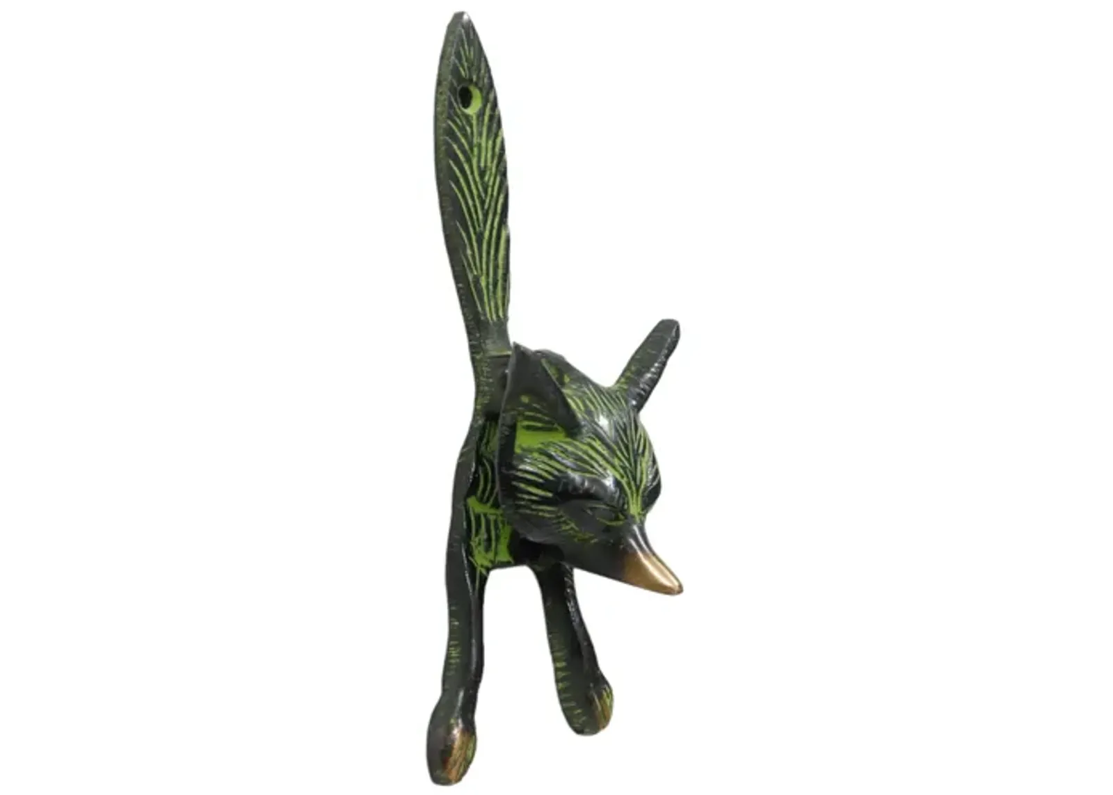 Little Fox Green Brass Door Knocker