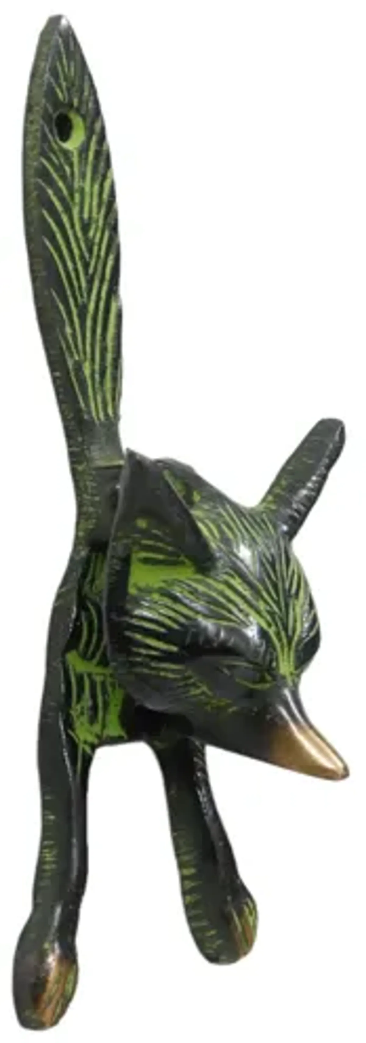 Little Fox Green Brass Door Knocker