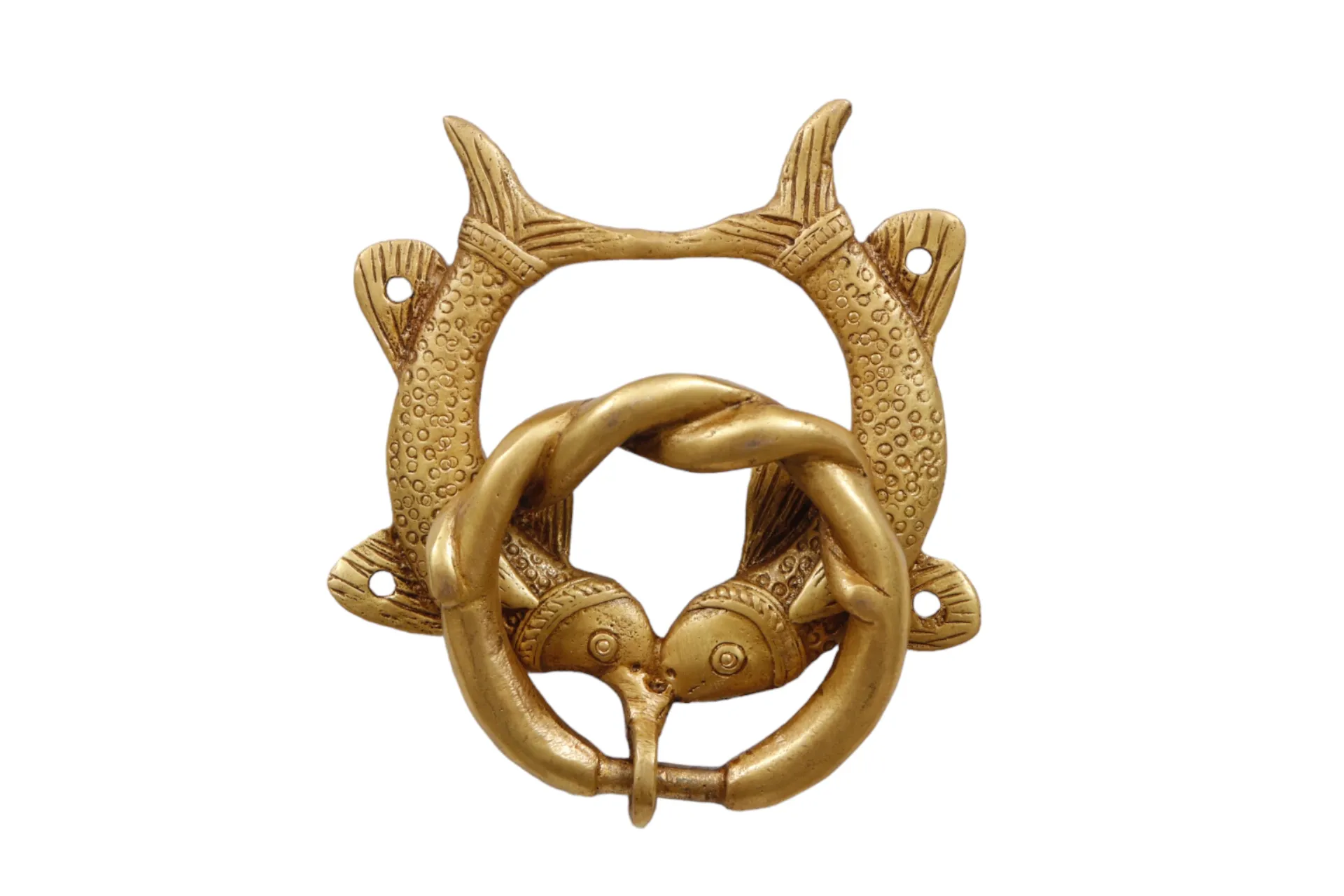 Double Fish Brass Door Knocker