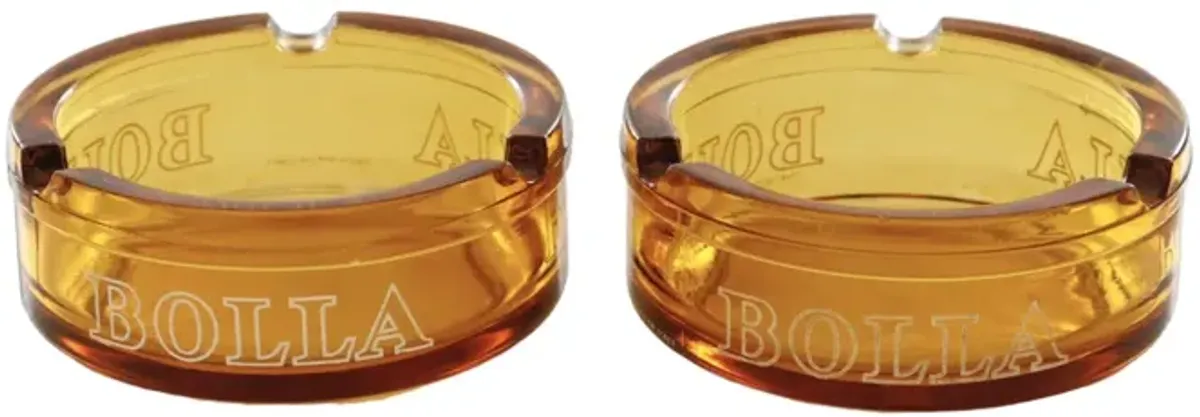 Bolla Wine Amber Glass Ashtrays - a Pair