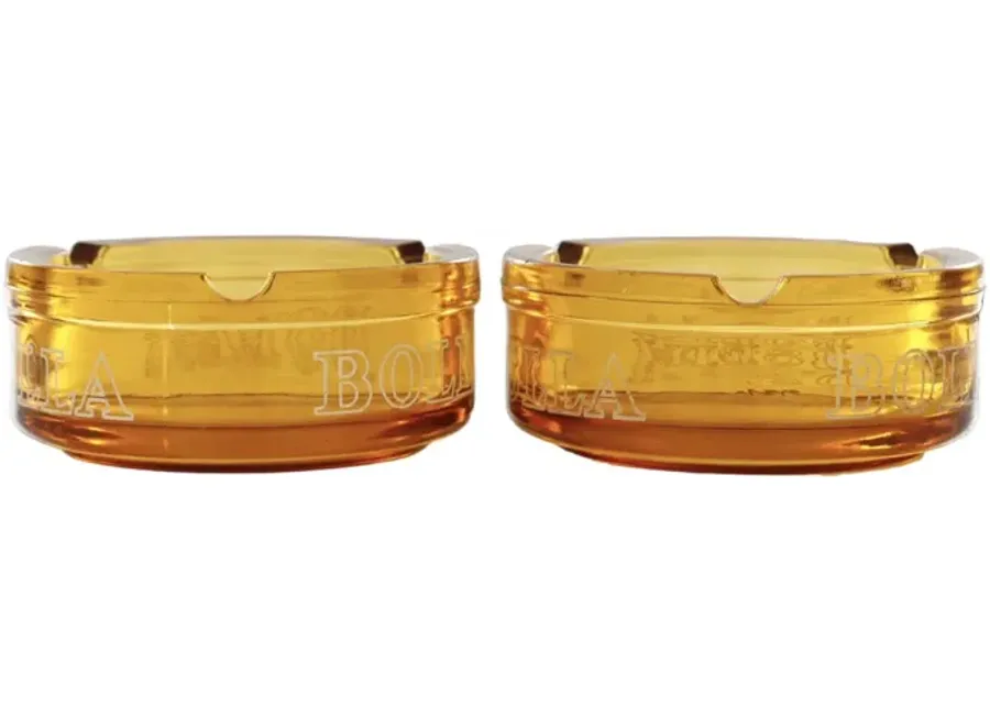 Bolla Wine Amber Glass Ashtrays - a Pair