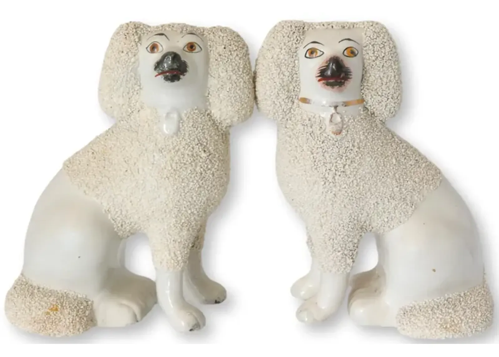 Antique Staffordshire Poodles - Set of 2 - White