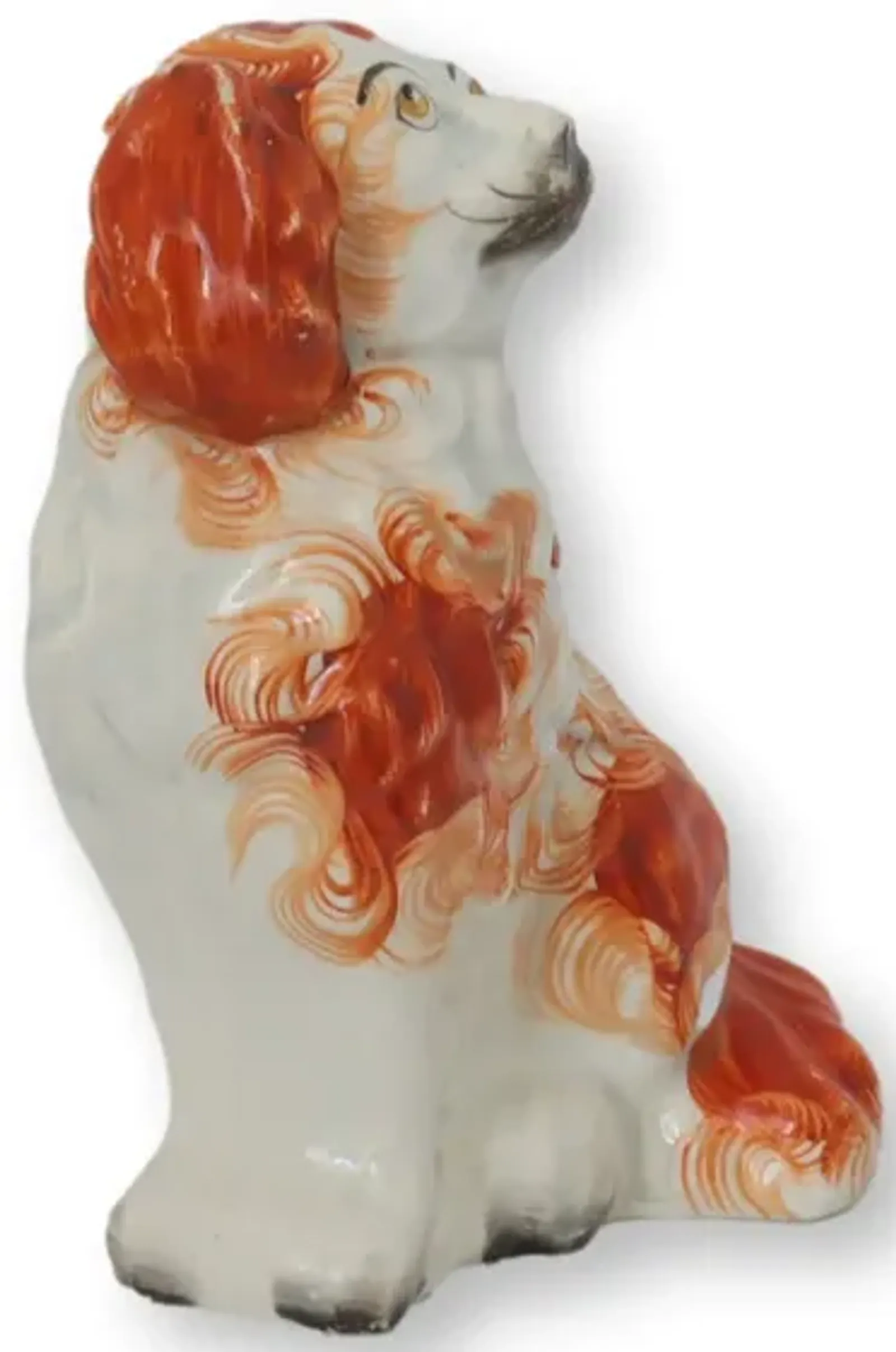 Antique Staffordshire Dog / King Charles - Rose Victoria - orange