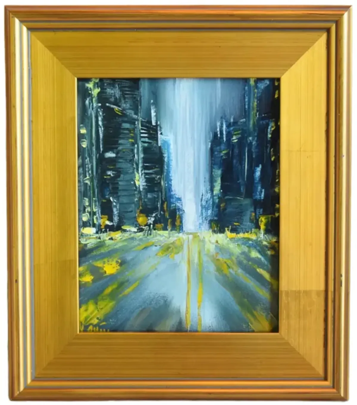 Impressionist Cityscape with Skyscrapers - Blue