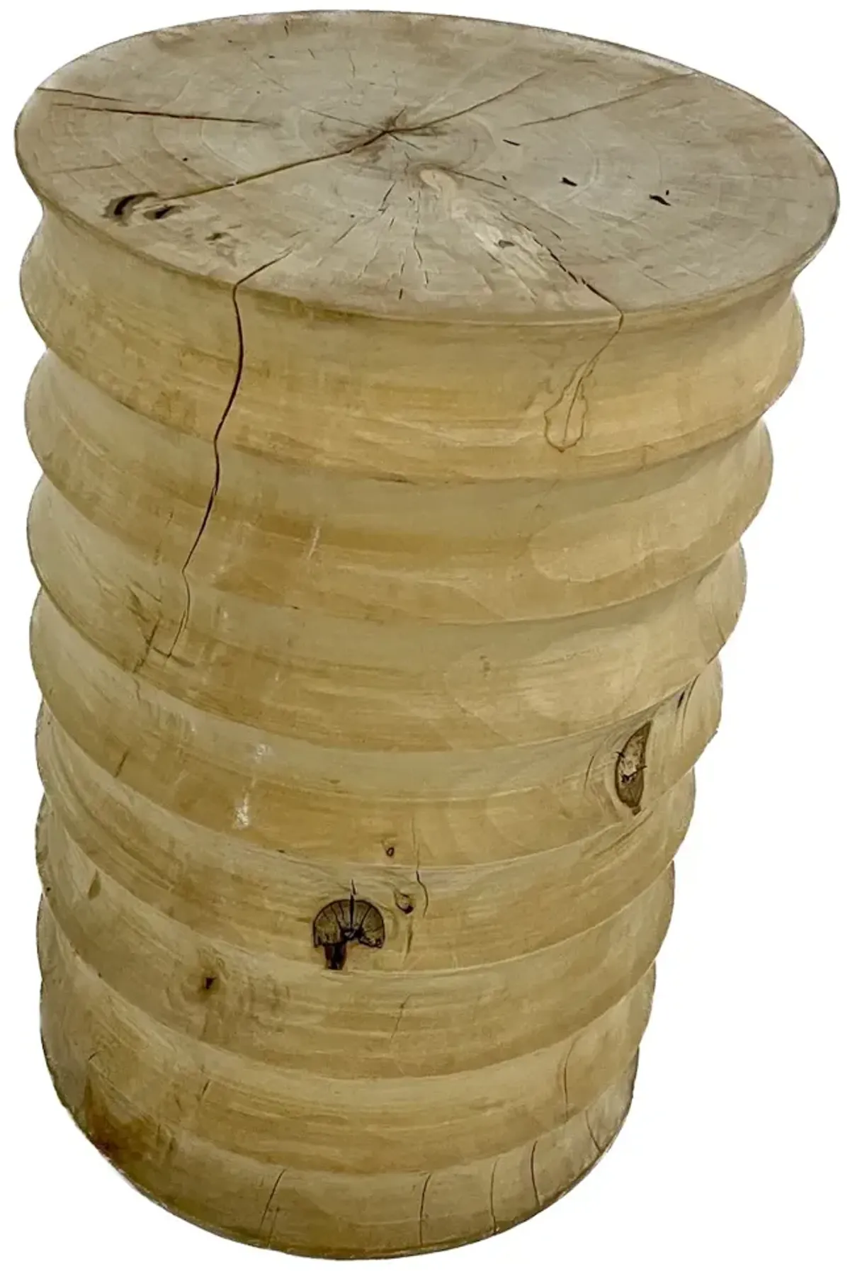 Fluted Spool Style Style Side Table - Yellow