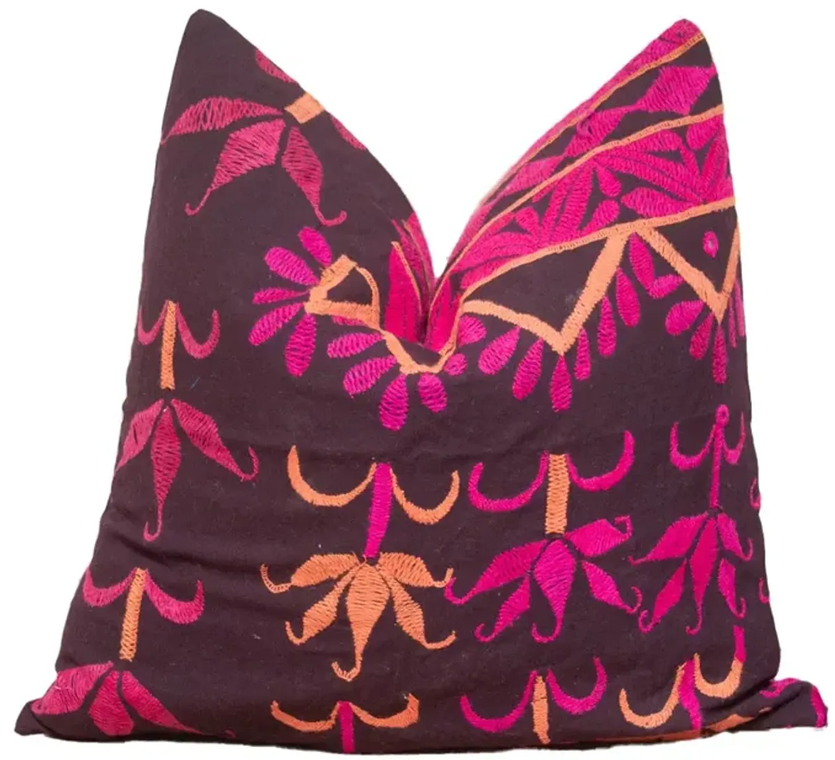 Amber Embroidered Floral Pillow