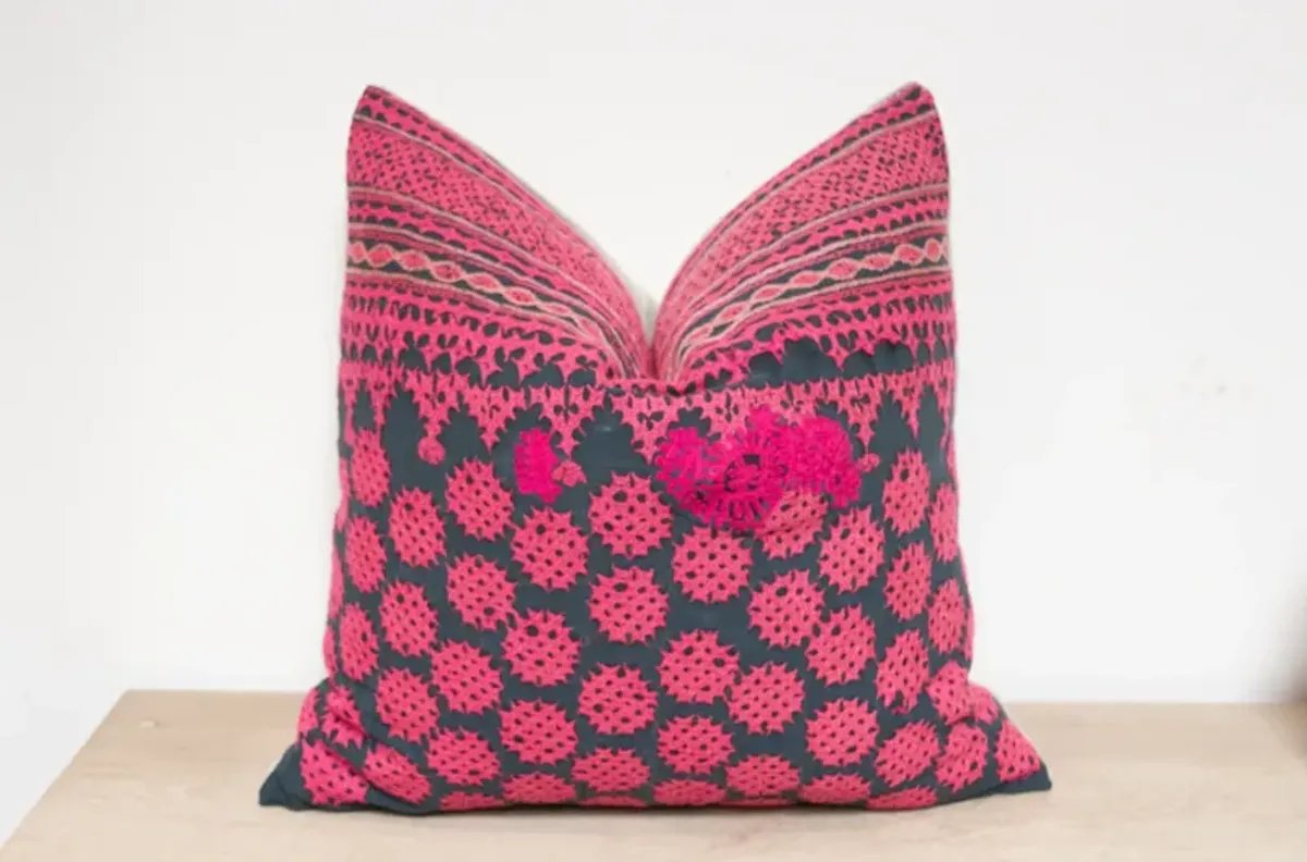 Iman Embroidered Floral Pillow