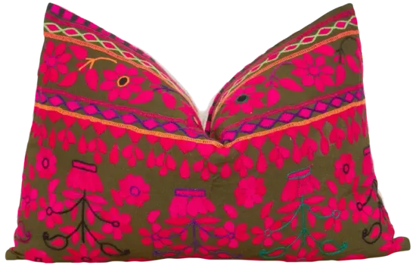 Siti Embroidered Floral Pillow - de-cor