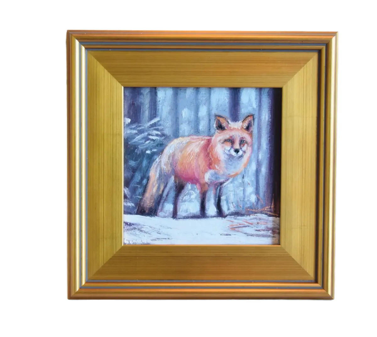 Red Fox Snowy Landscape Oil Painting