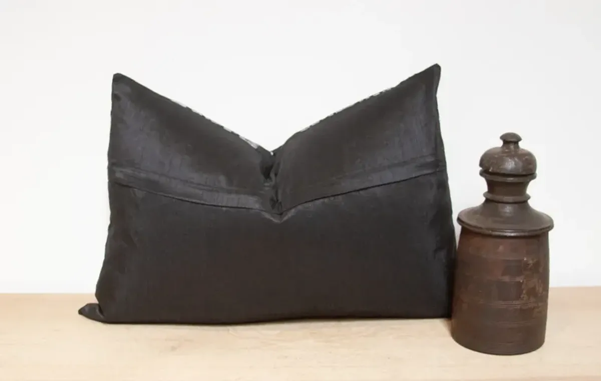 Charcoal Silk Suzani Pillow Cover