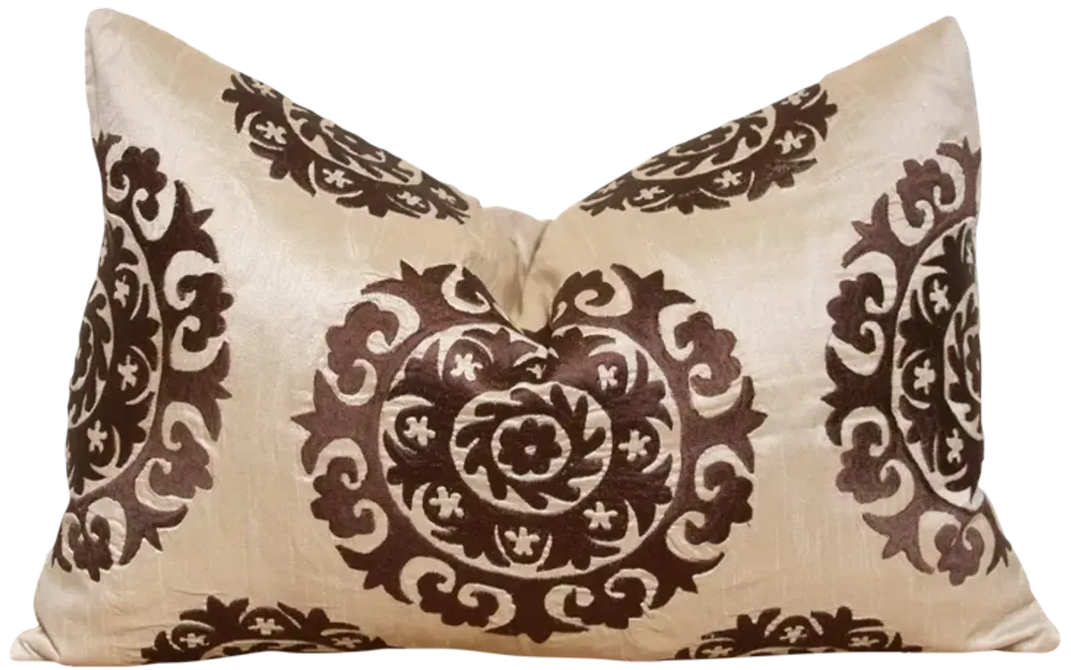 Vanilla Silk Suzani Pillow Cover