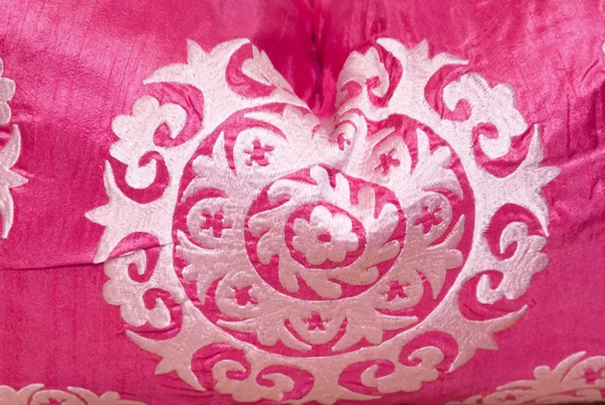 Thulian Pink Silk Suzani Pillow Cover