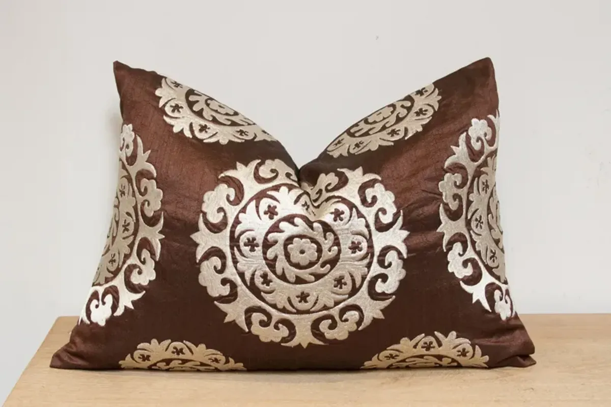 Cocao Brown Suzani Pillow Cover