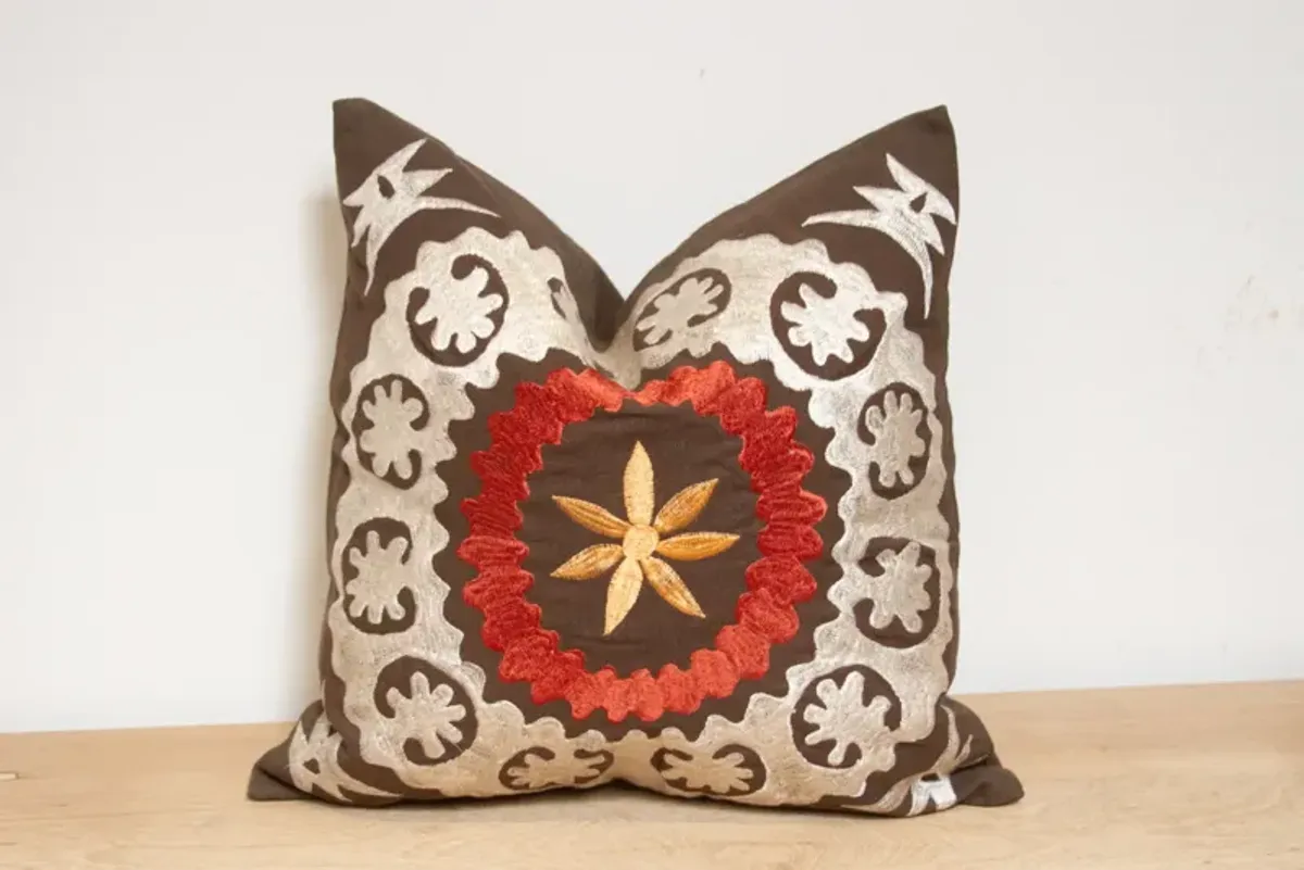 Earthy Cotton Suzani Pillow Cover