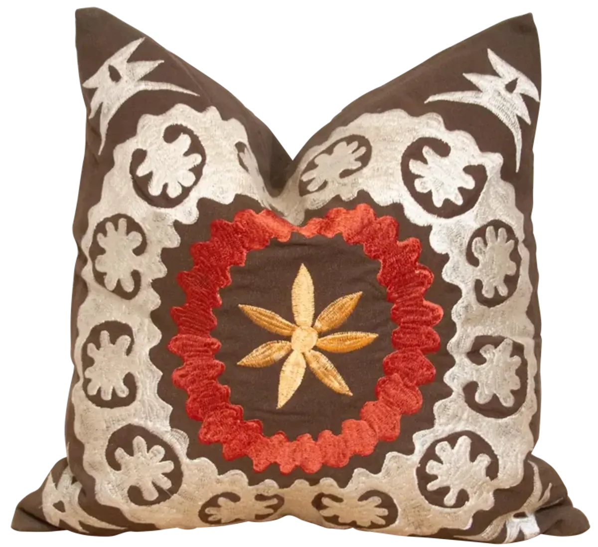 Earthy Cotton Suzani Pillow Cover