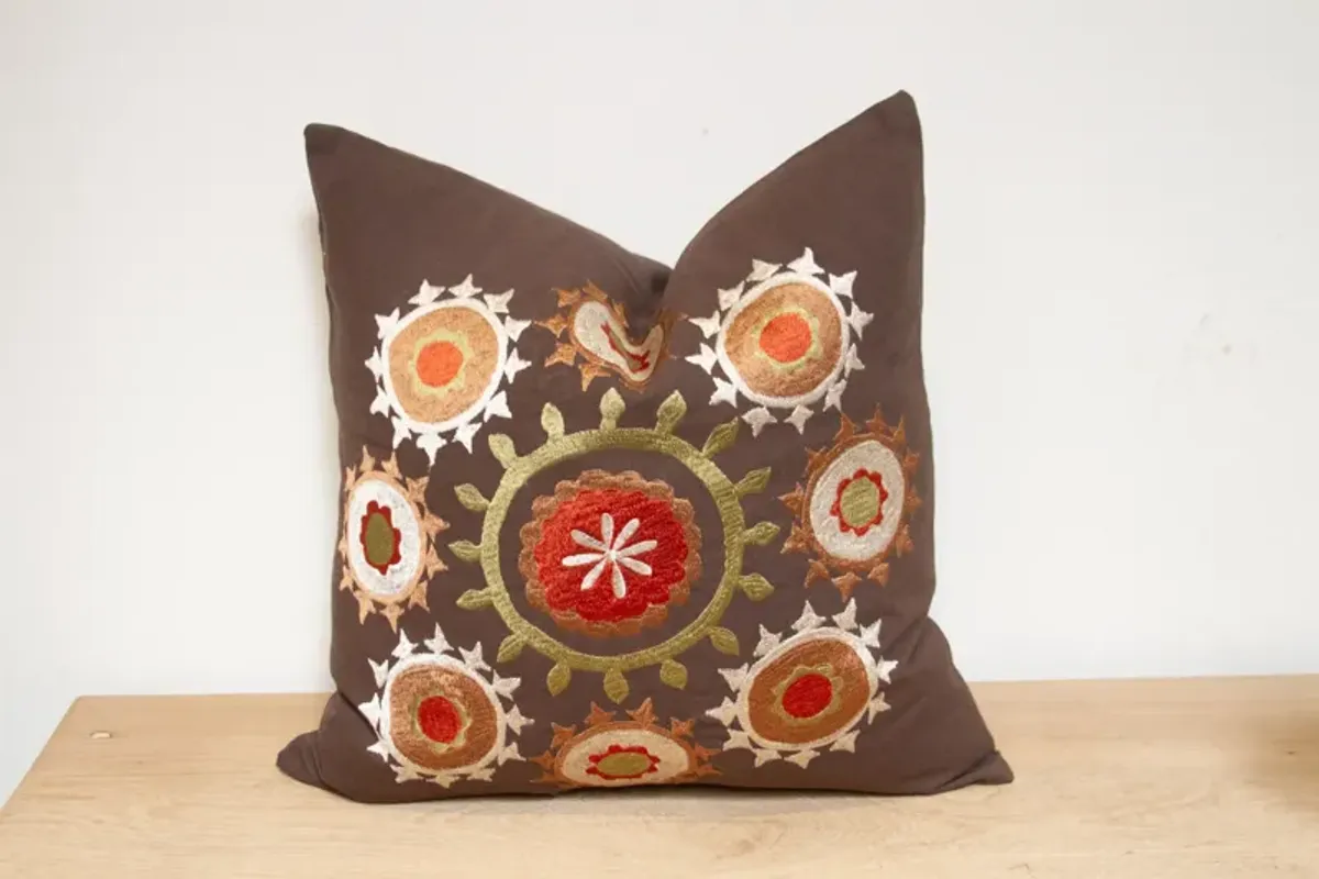 Floral Cotton Suzani Pillow Cover