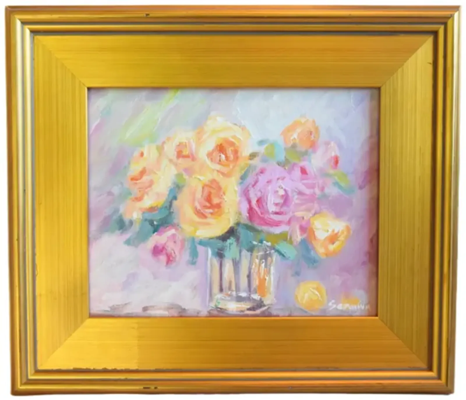 Bouquet Of Pastel Roses Oil Painting