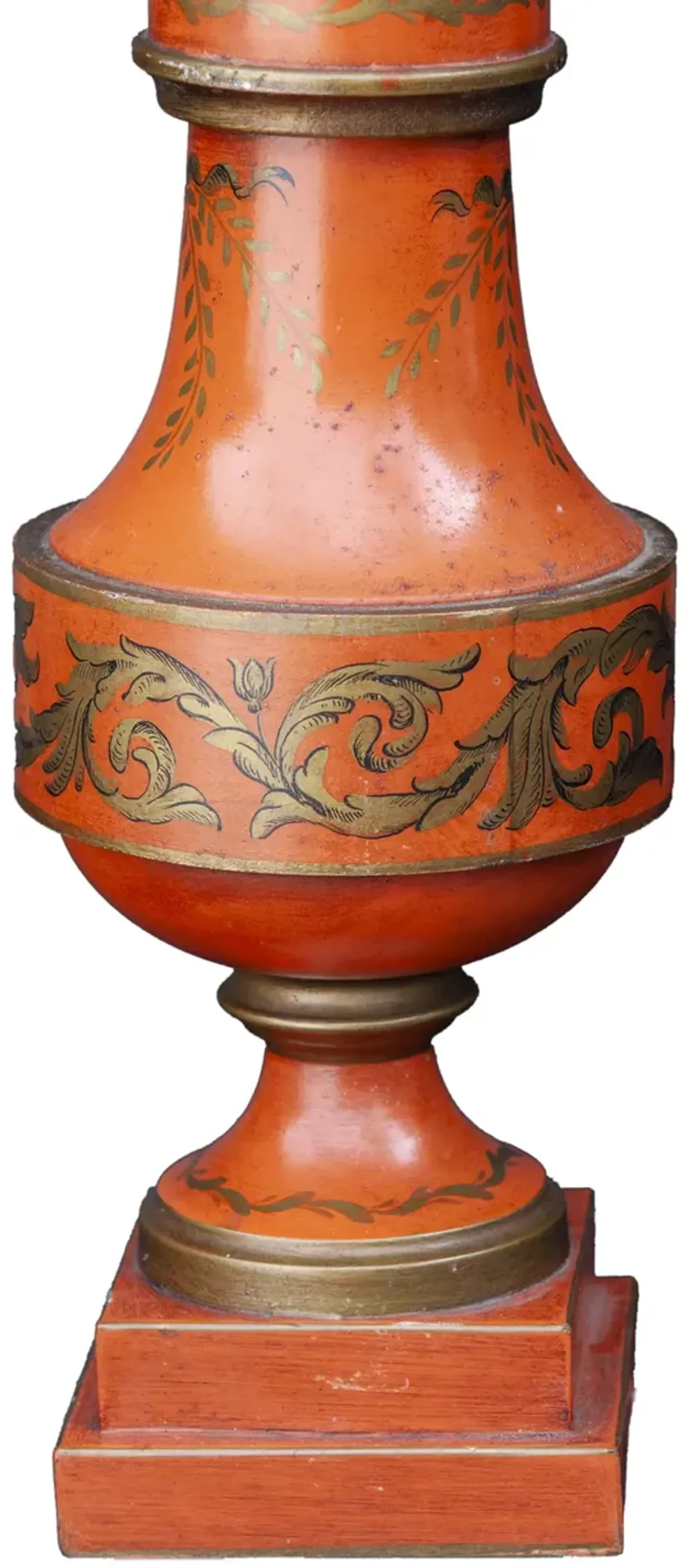 Italian Toile Orange/Gold Table Lamp - Red