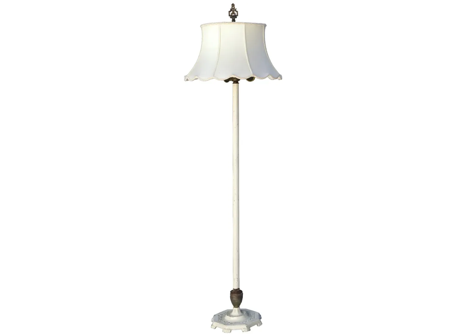 Art Deco Ivory & Brass Floor Lamp/ Shade