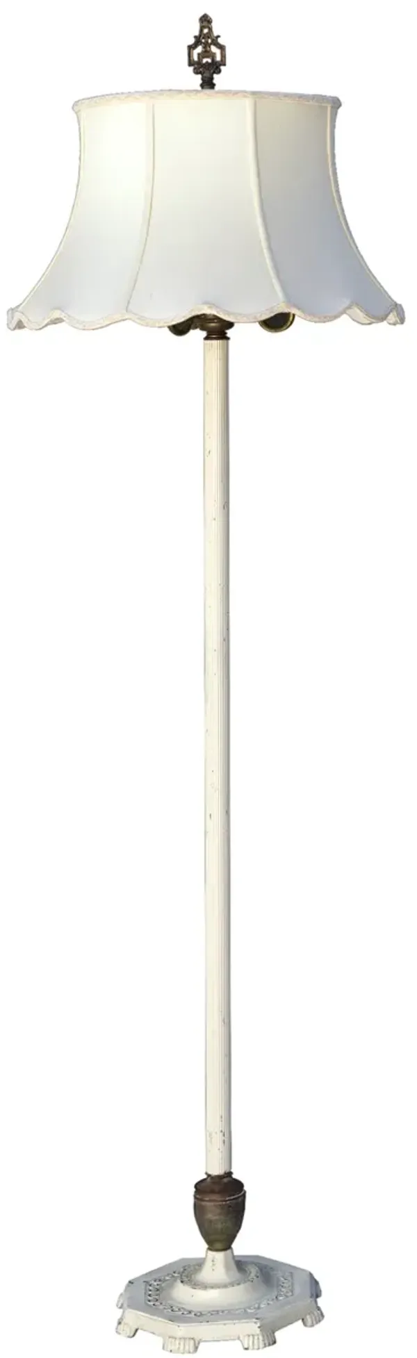 Art Deco Ivory & Brass Floor Lamp/ Shade - Fleur de Lex Antiques