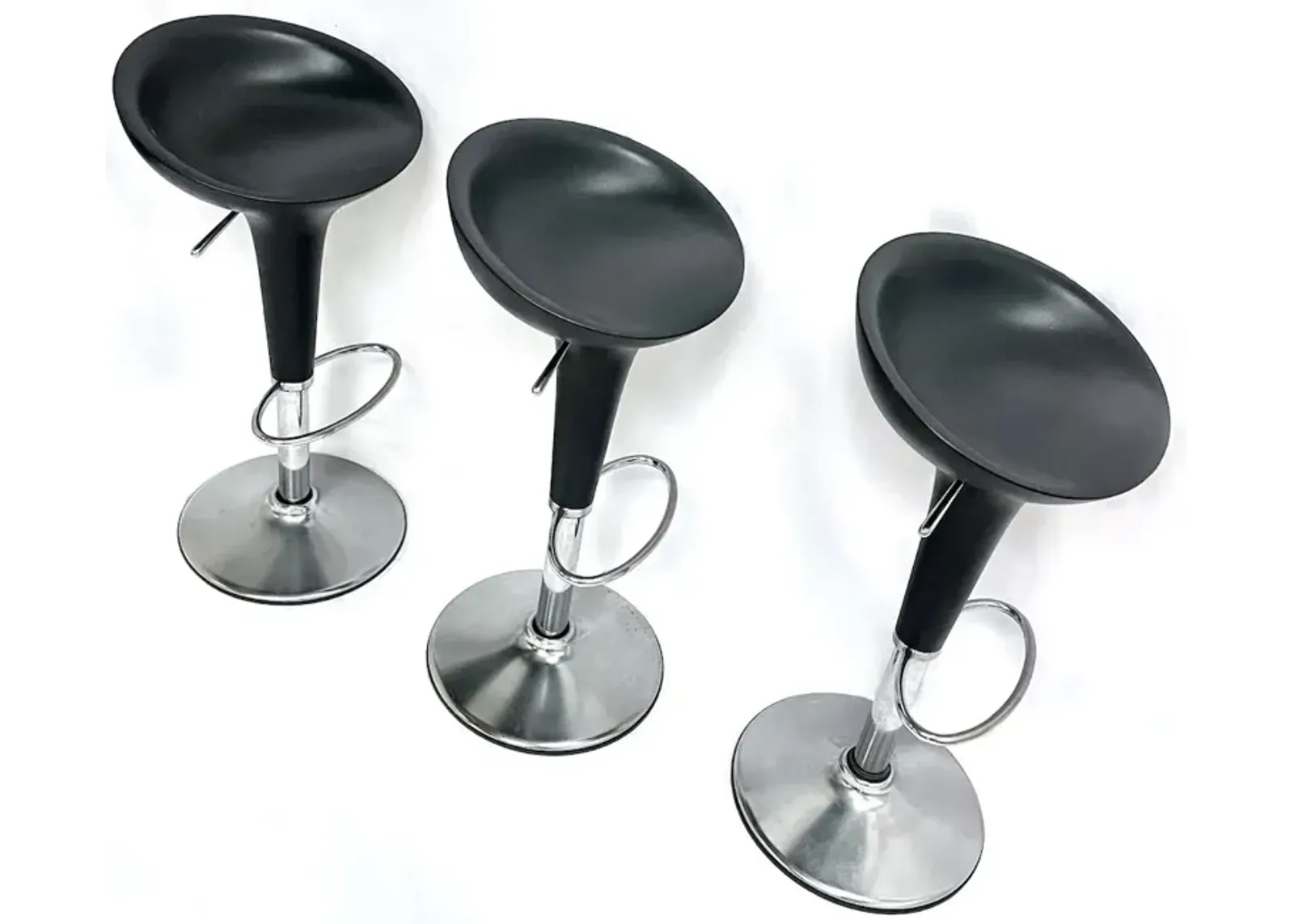 Plastic & Brushed Steel Barstools - Set of 3