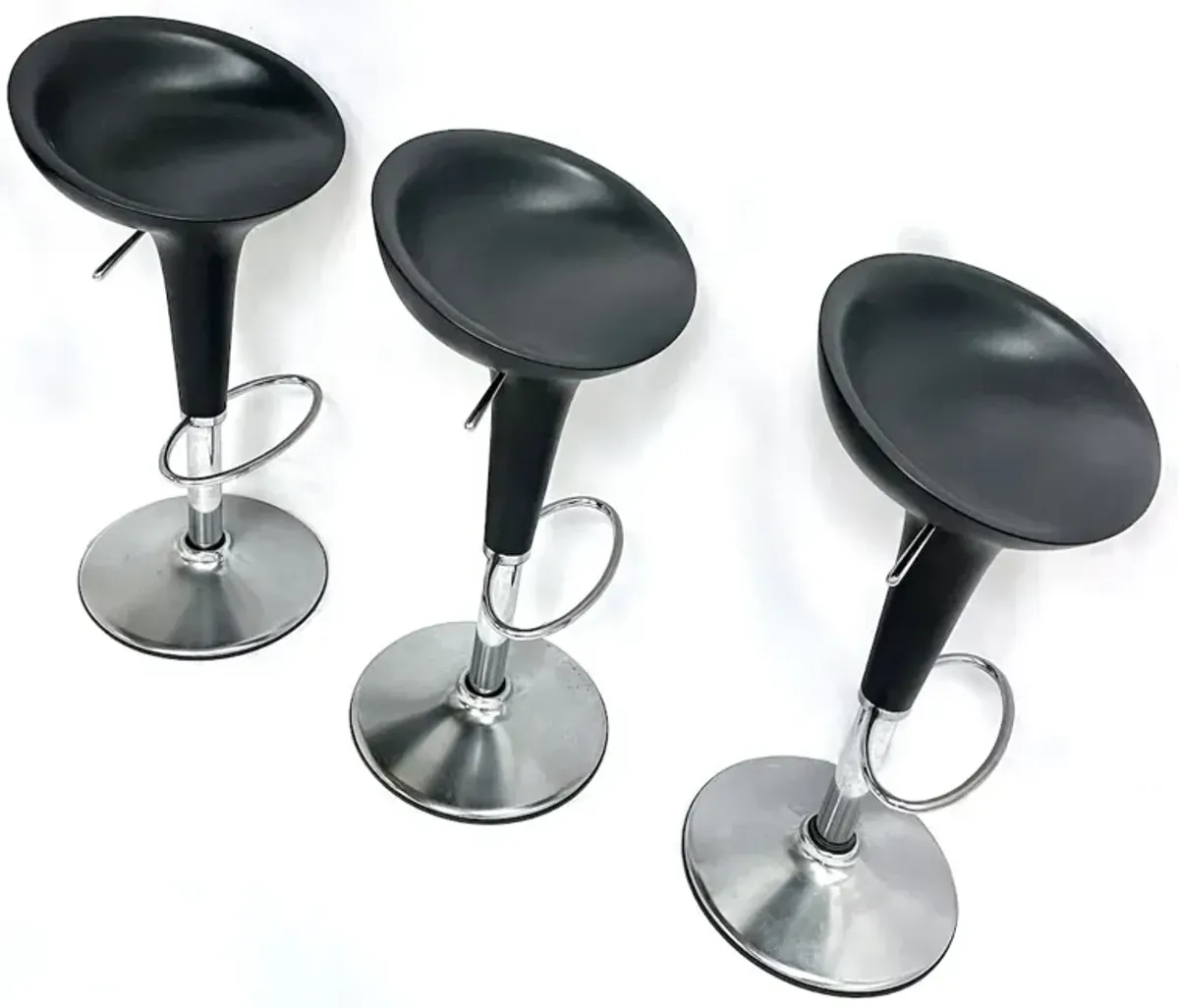 Plastic & Brushed Steel Barstools - Set of 3