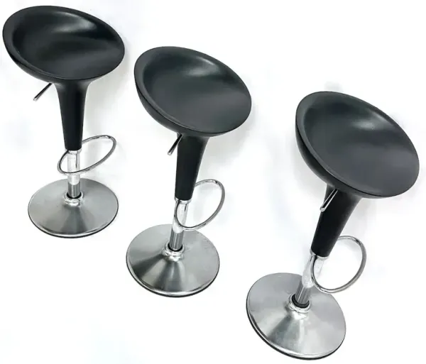Plastic & Brushed Steel Barstools - Set of 3
