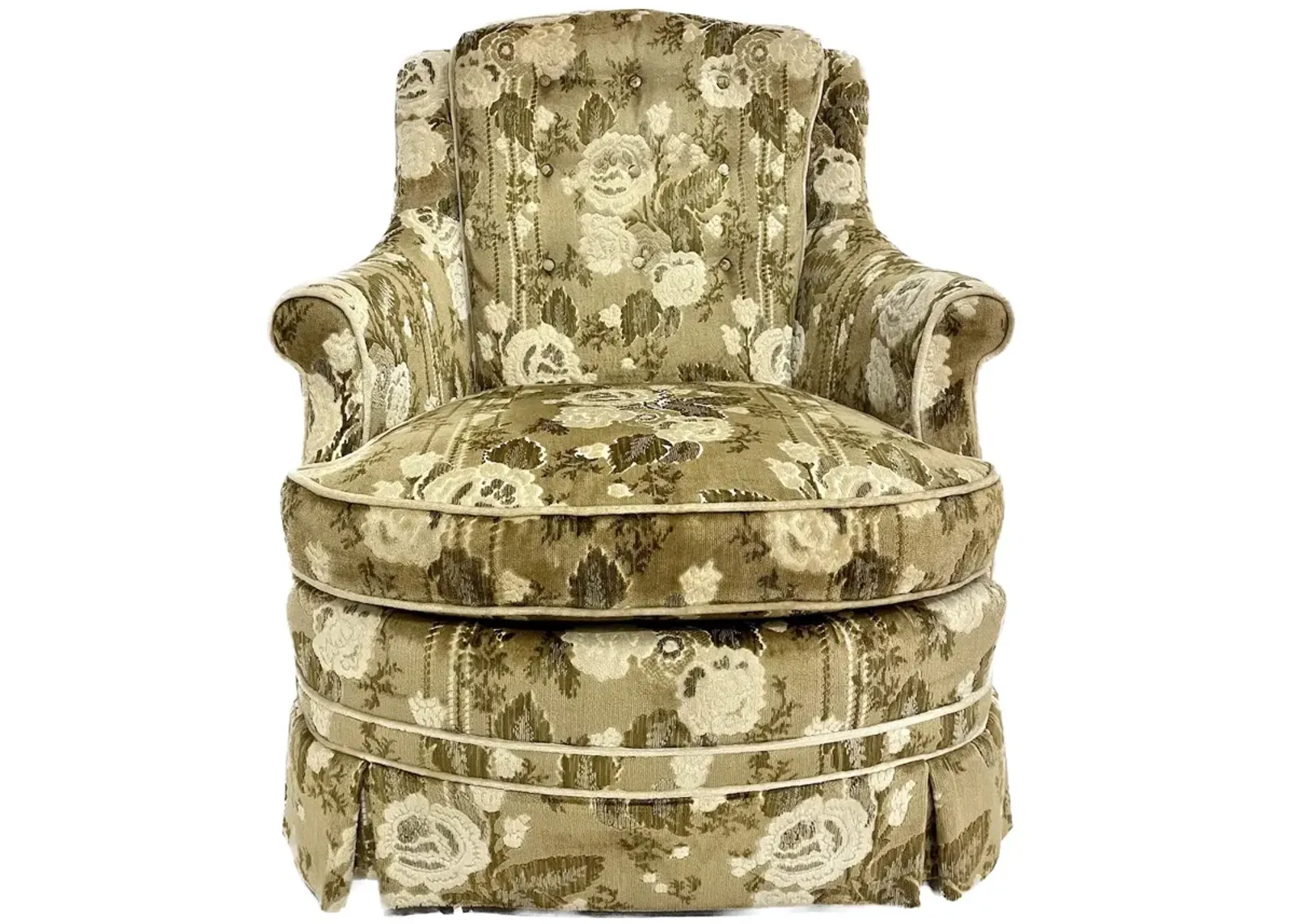 Beige & Brown Floral Upholstered Chair