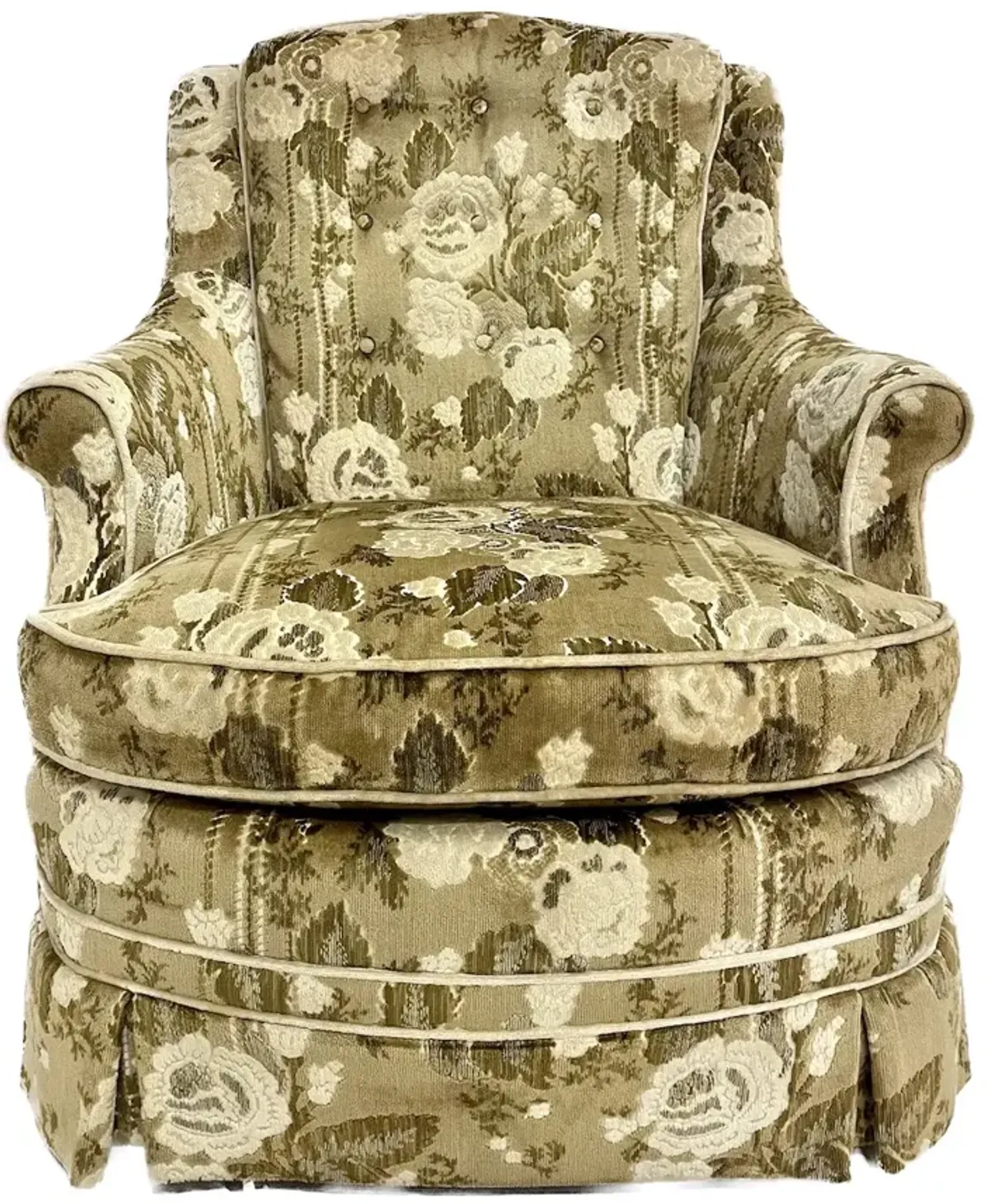 Beige & Brown Floral Upholstered Chair