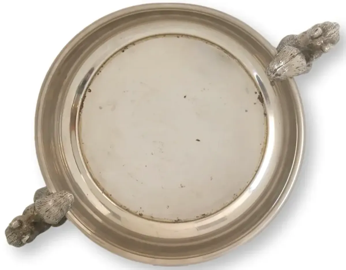 Silver-Plate Serving Dish w/Squirrels