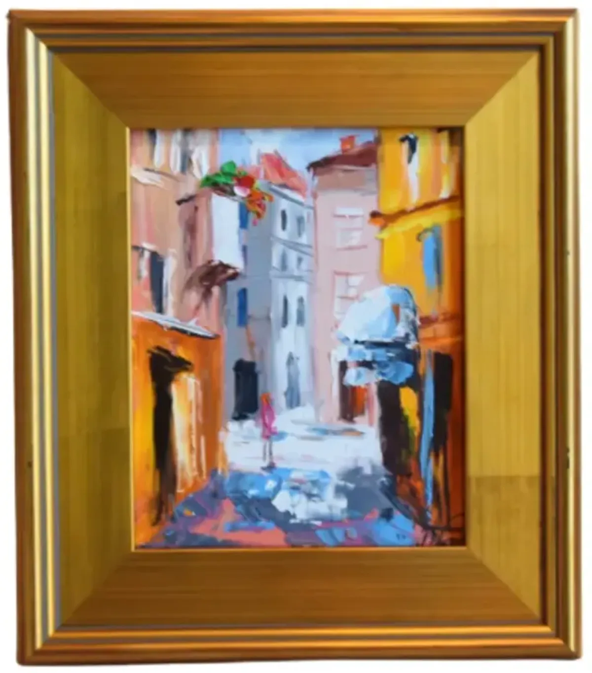 European Village Cityscape Oil Painting