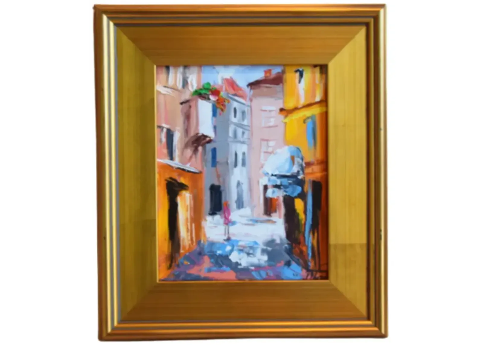 European Village Cityscape Oil Painting