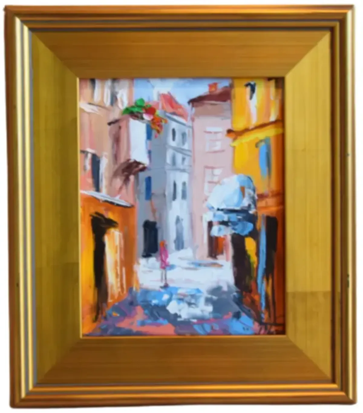 European Village Cityscape Oil Painting