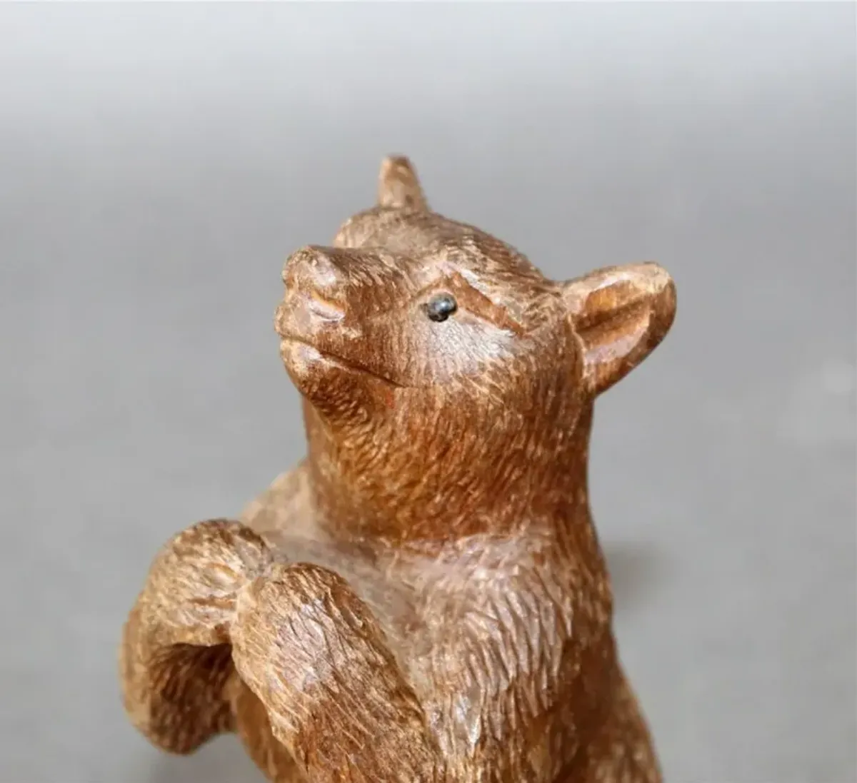 Carved Walnut Miniature Bear Figurine