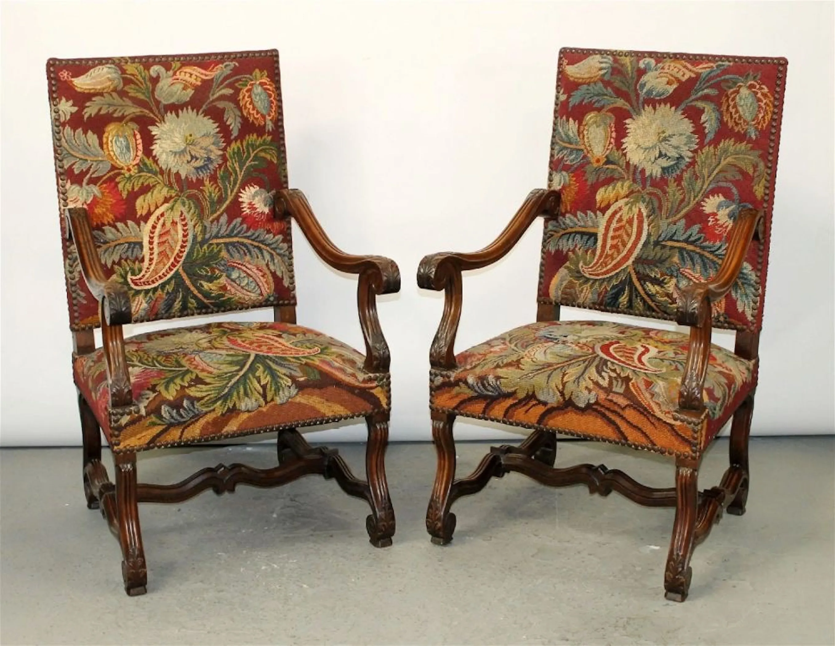 French Os du Mouton Walnut Armchairs - PR