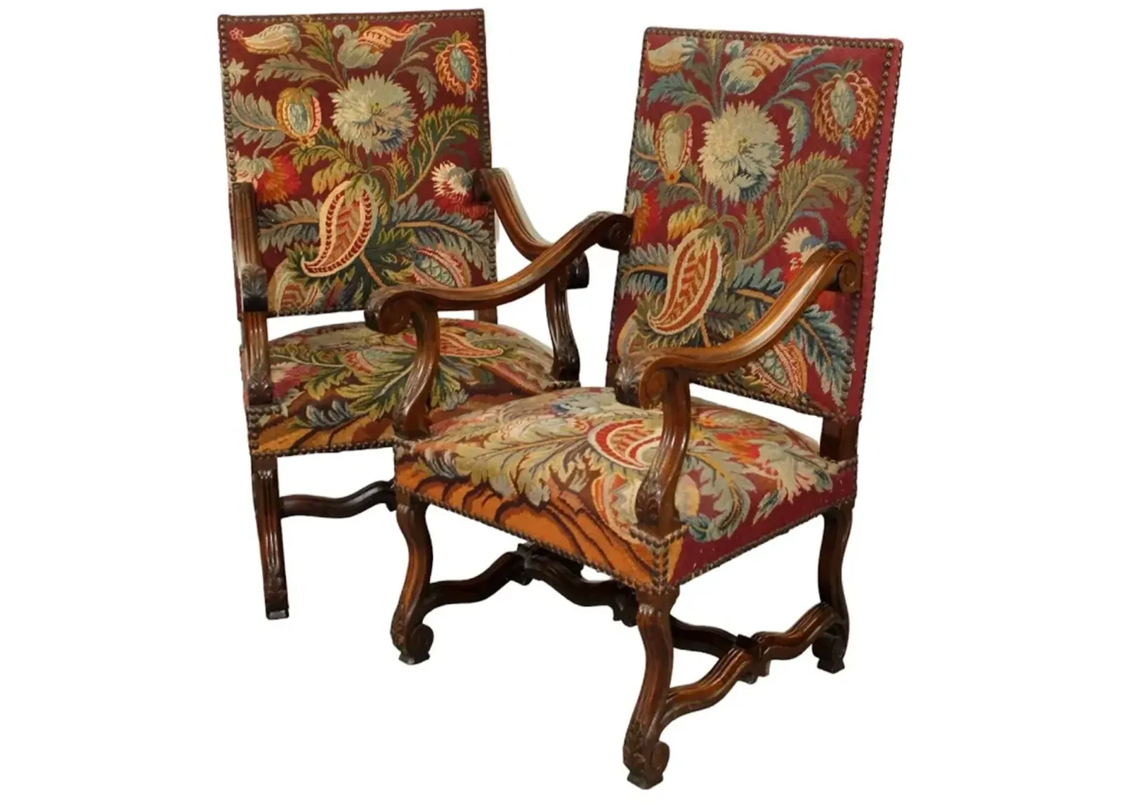 French Os du Mouton Walnut Armchairs - PR