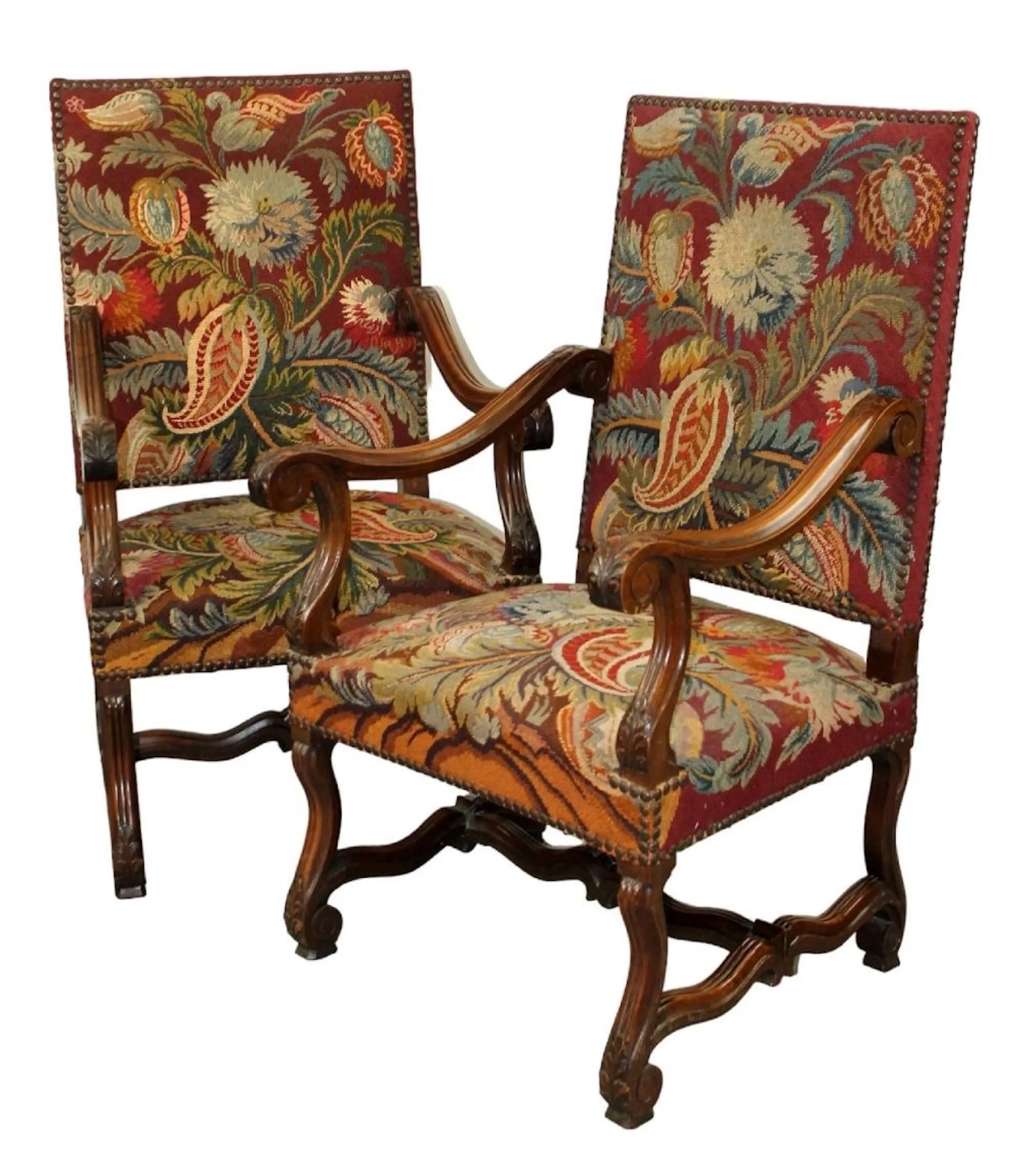 French Os du Mouton Walnut Armchairs - PR