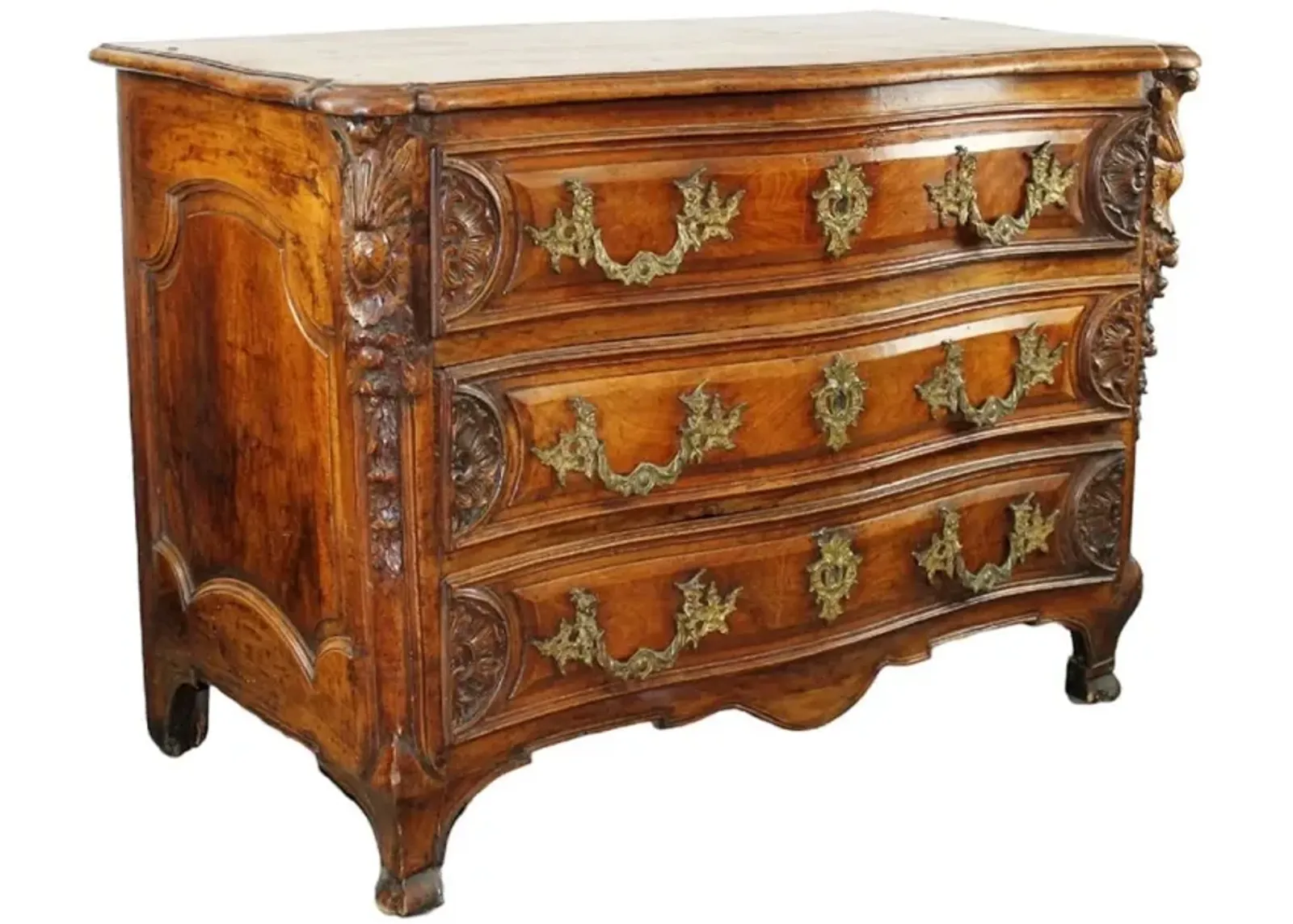 French Louis XIV Carved Walnut Commode