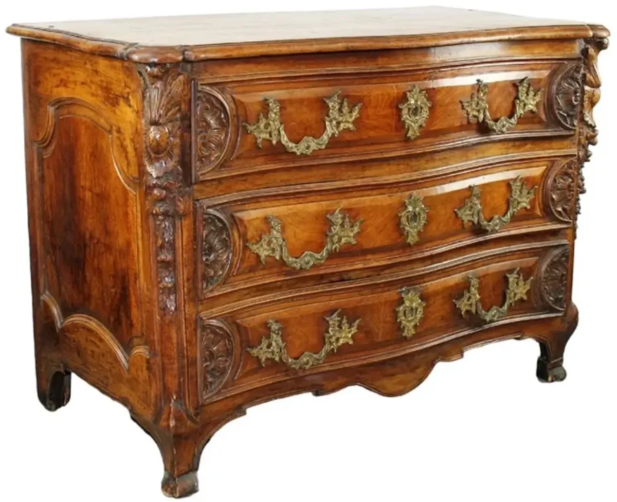 French Louis XIV Carved Walnut Commode