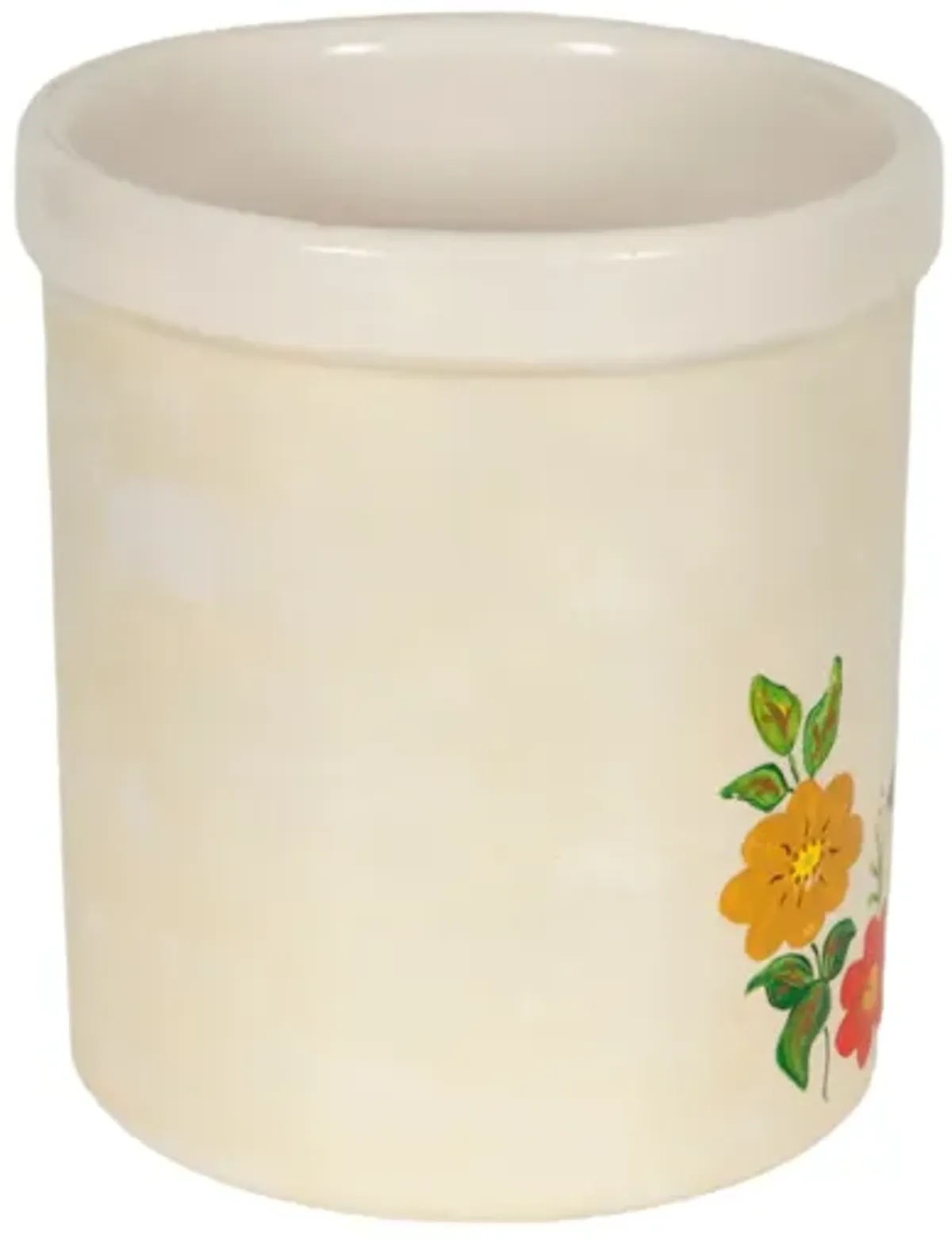 Hand Painted Floral Stoneware Jar