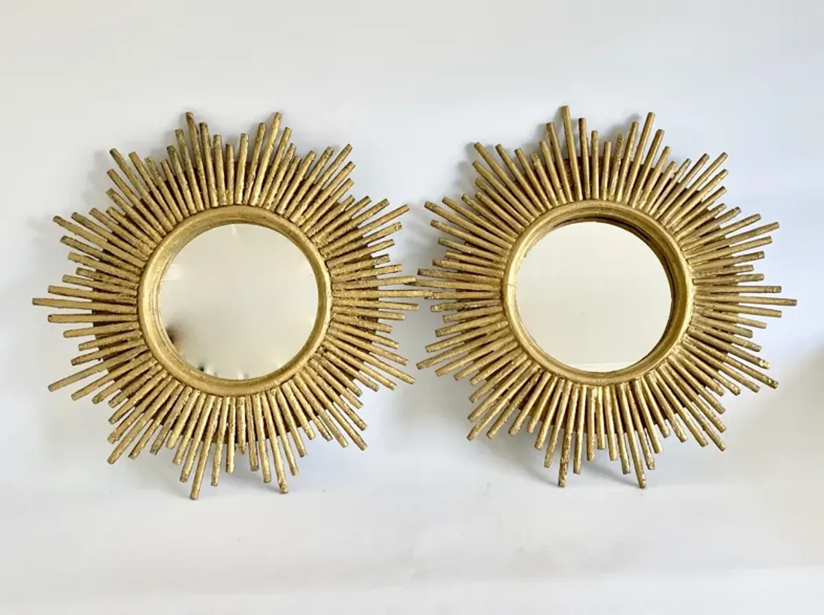 1970s French Gold Sunburst Mirror