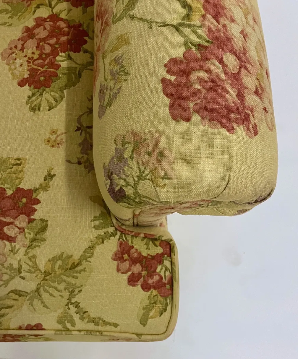 Floral Linen Upholstered Club Chair