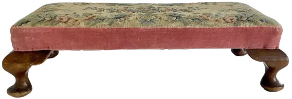 Antique French Needlepoint Footstool