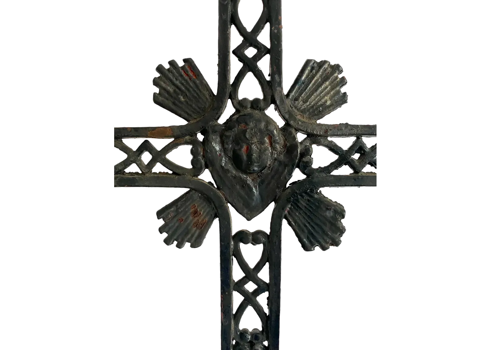 Antique Belgian Cast Iron Cross Crucifix