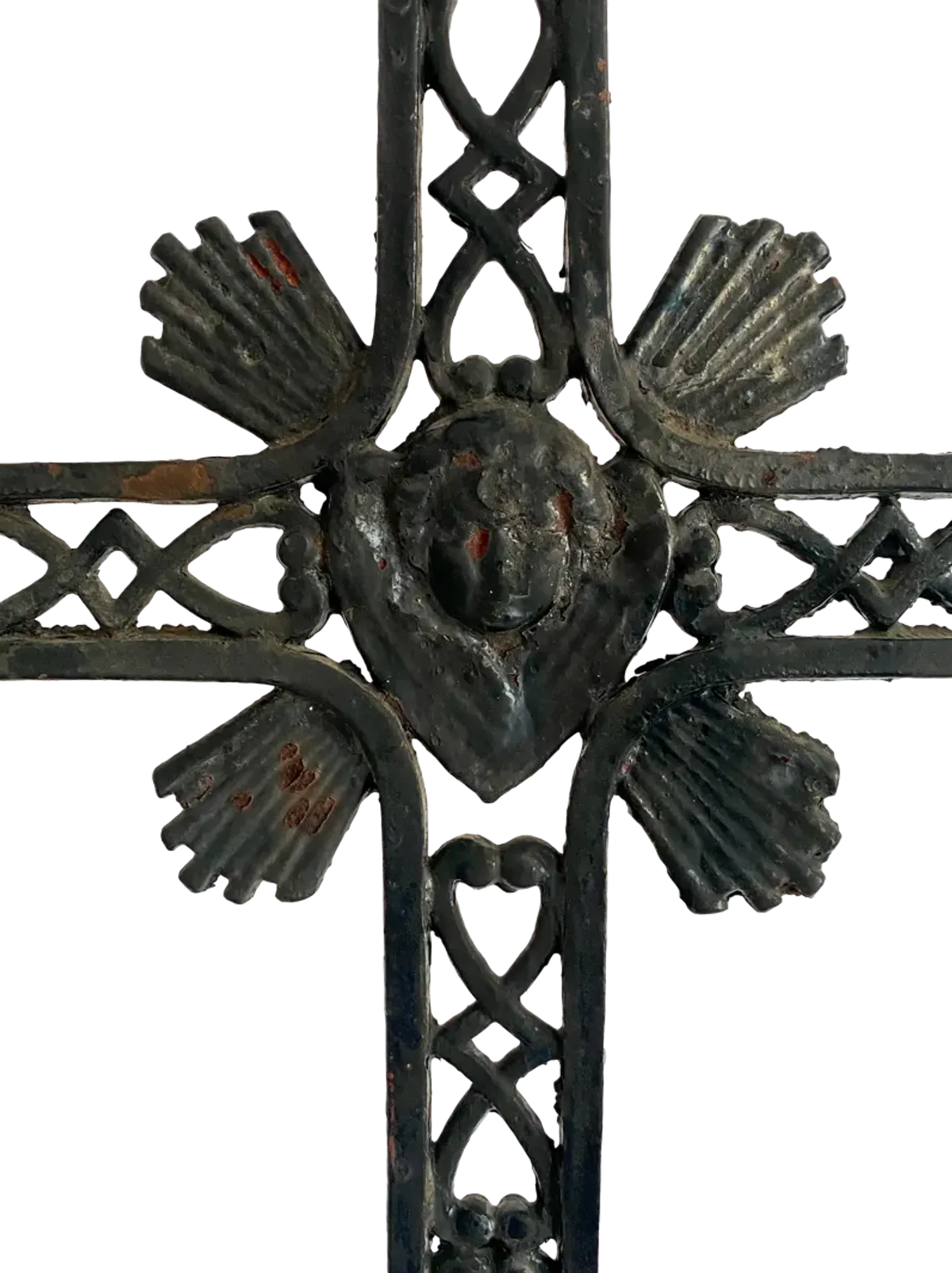 Antique Belgian Cast Iron Cross Crucifix