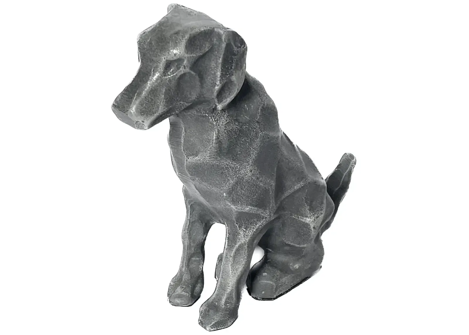 Cast Aluminum Sitting Dog Figurine