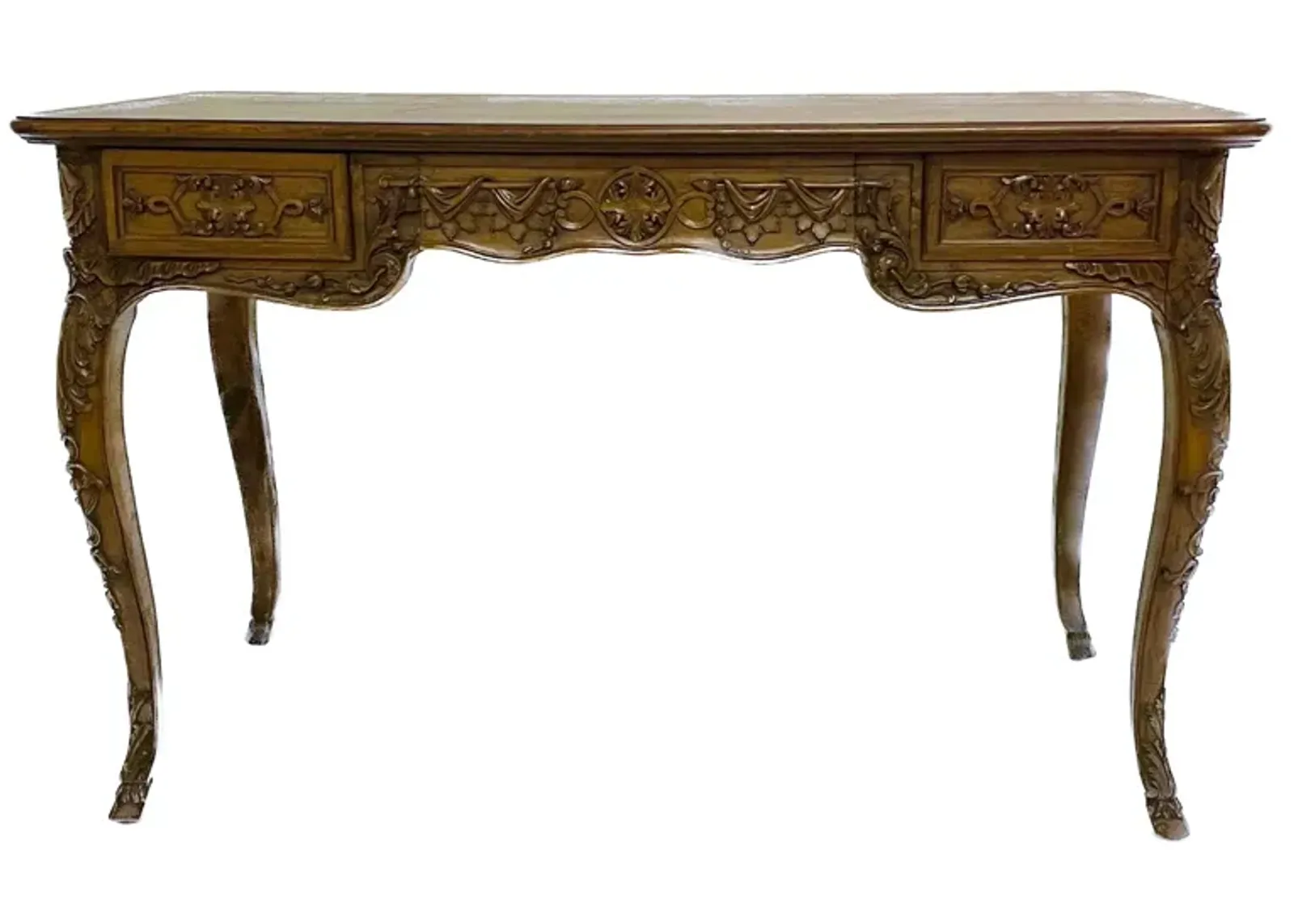 Louis XV Style Walnut Bureau Plat Desk