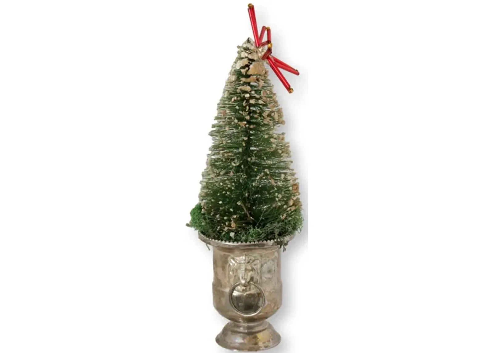 Lion Knocker Urn Bottle Brush Tree - Green