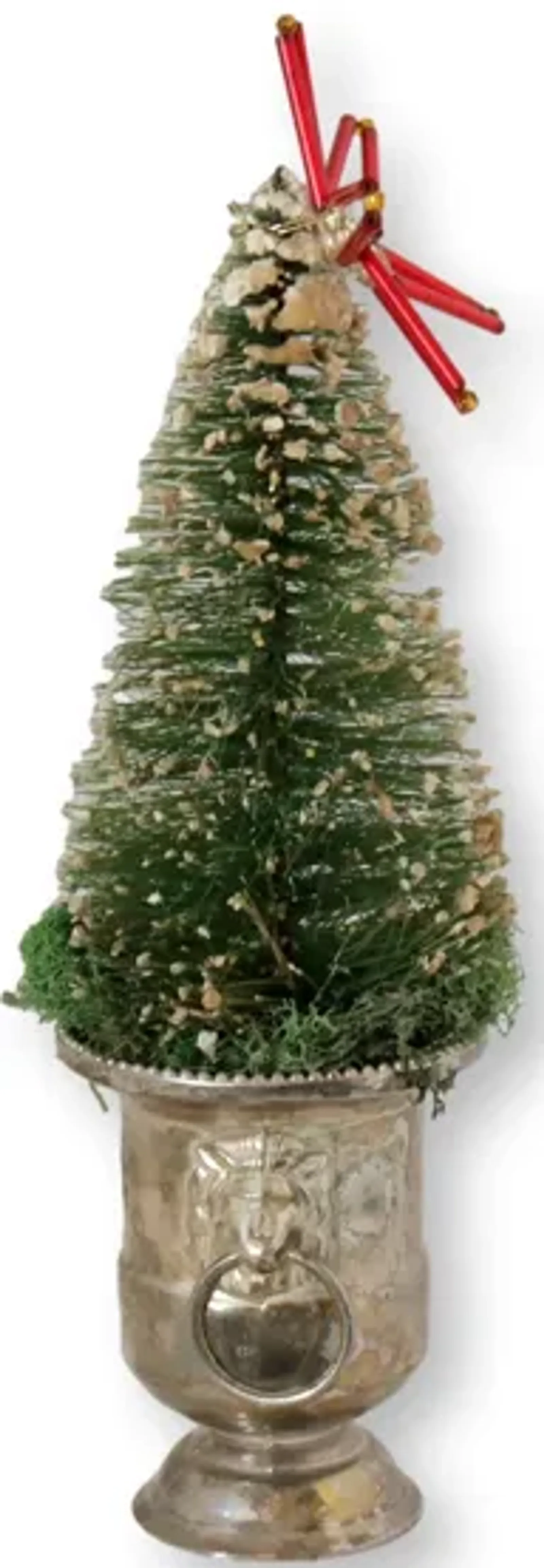 Lion Knocker Urn Bottle Brush Tree - Green