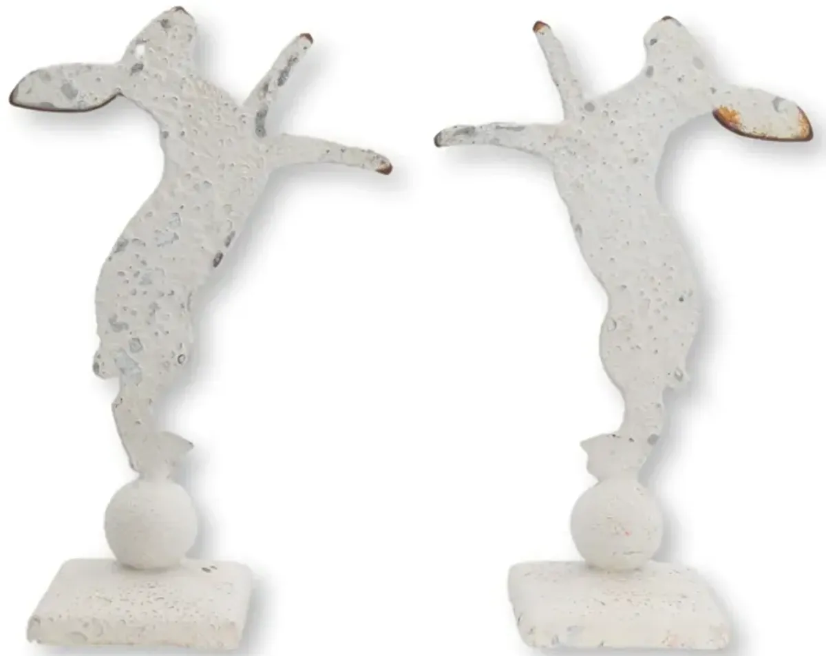 English Salvaged Metal Boxing Rabbits